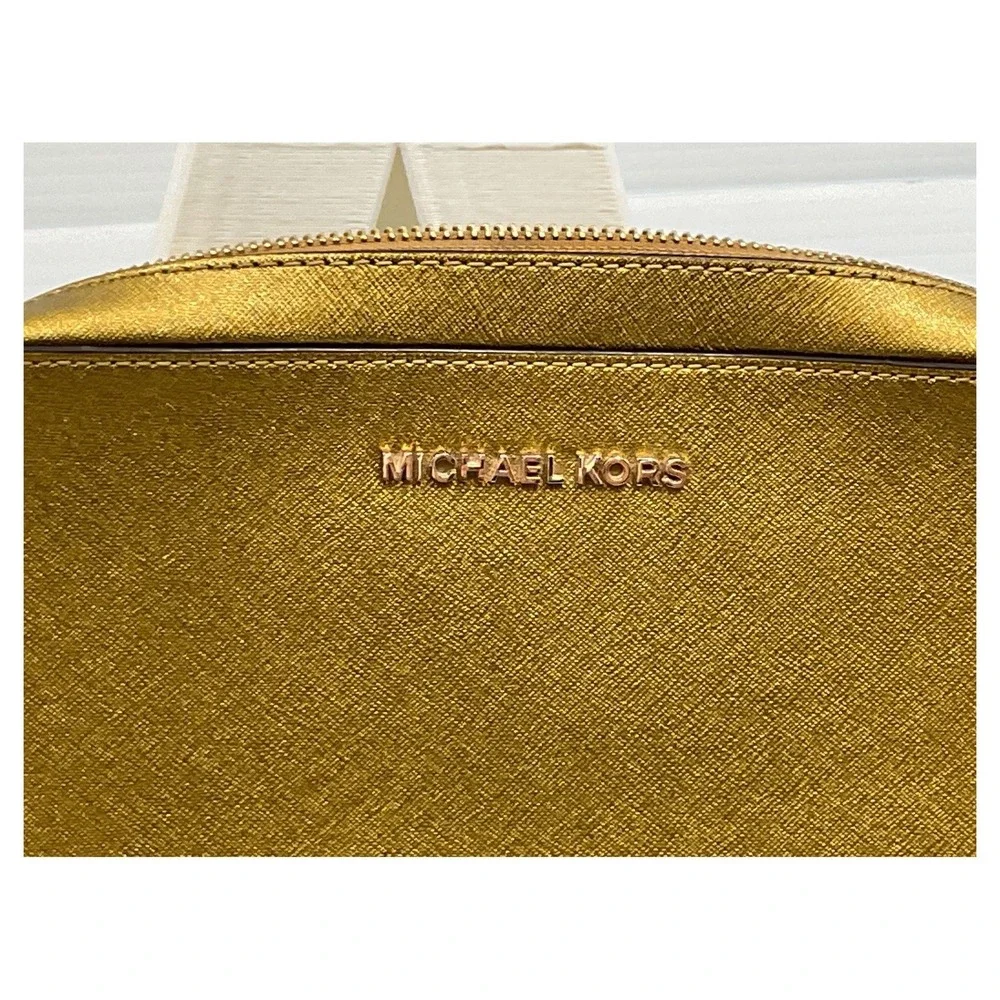 Michael Kors Jet Set Gold Saffiano Leather Crossbody Bag 35F9GTTC3M‎ Medium